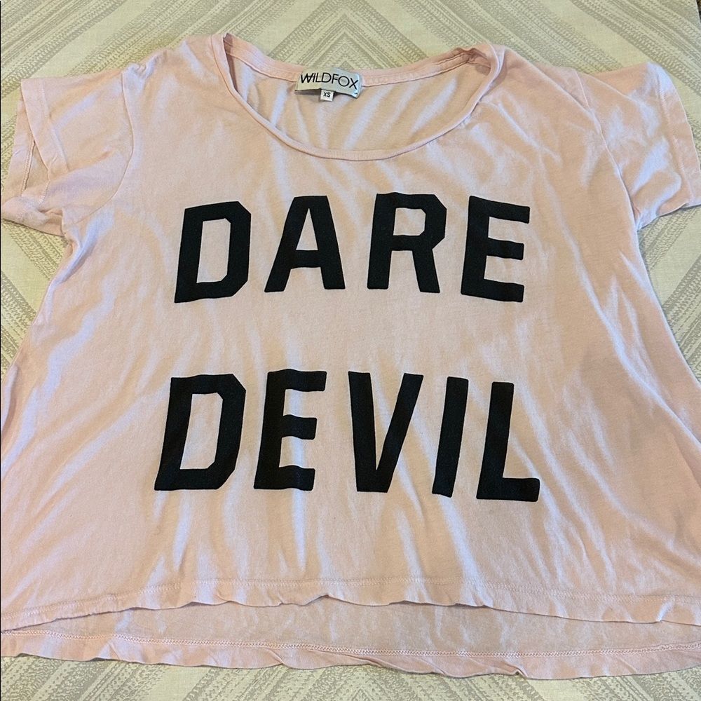 Wildfox Women’s Wide Boxy Light Pink Dare Devil Tee Size XS